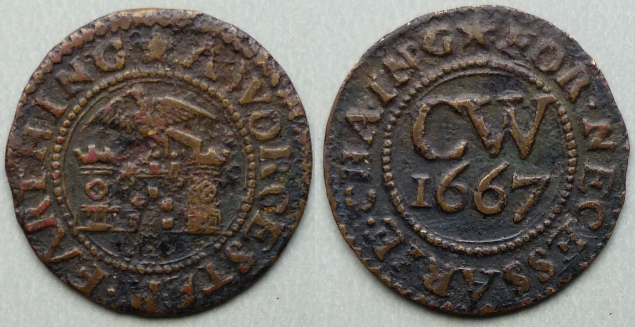 Worcester, city issue 1667 halfpenny